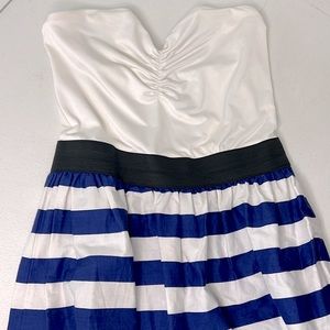 White Blue Striped Strapless Dress Sz Small Charlotte Russe